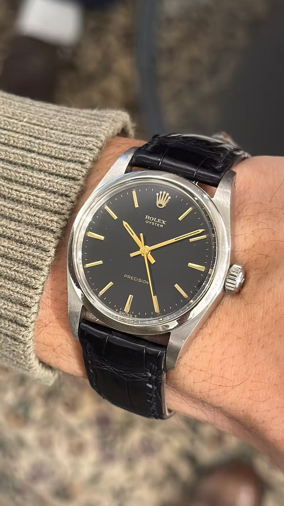 Rolex Oyster Perpetual "GILT DIAL" segunda mano - detalle de la esfera