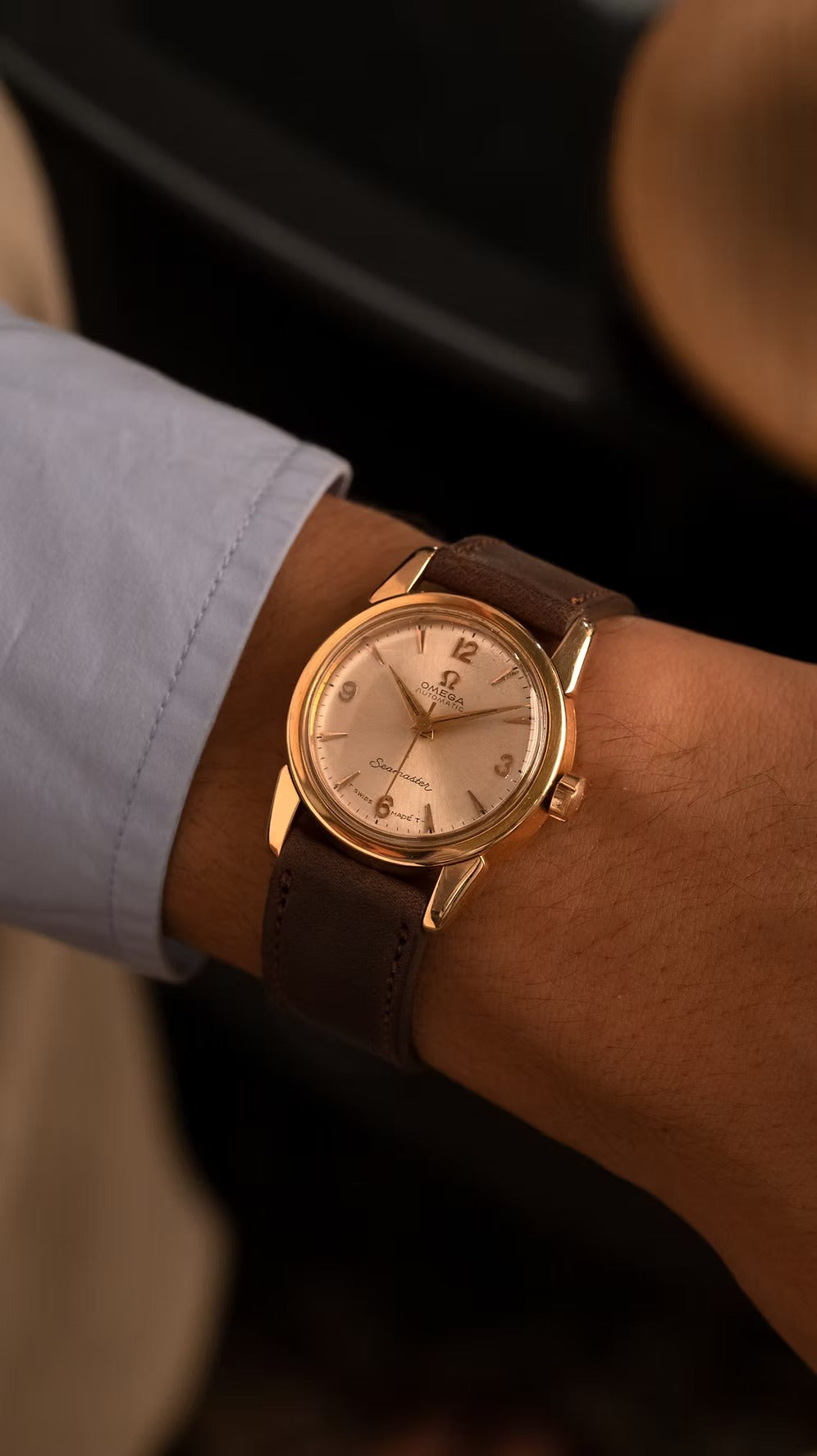 Omega Seamaster Cadete 18K segunda mano - detalle de la esfera