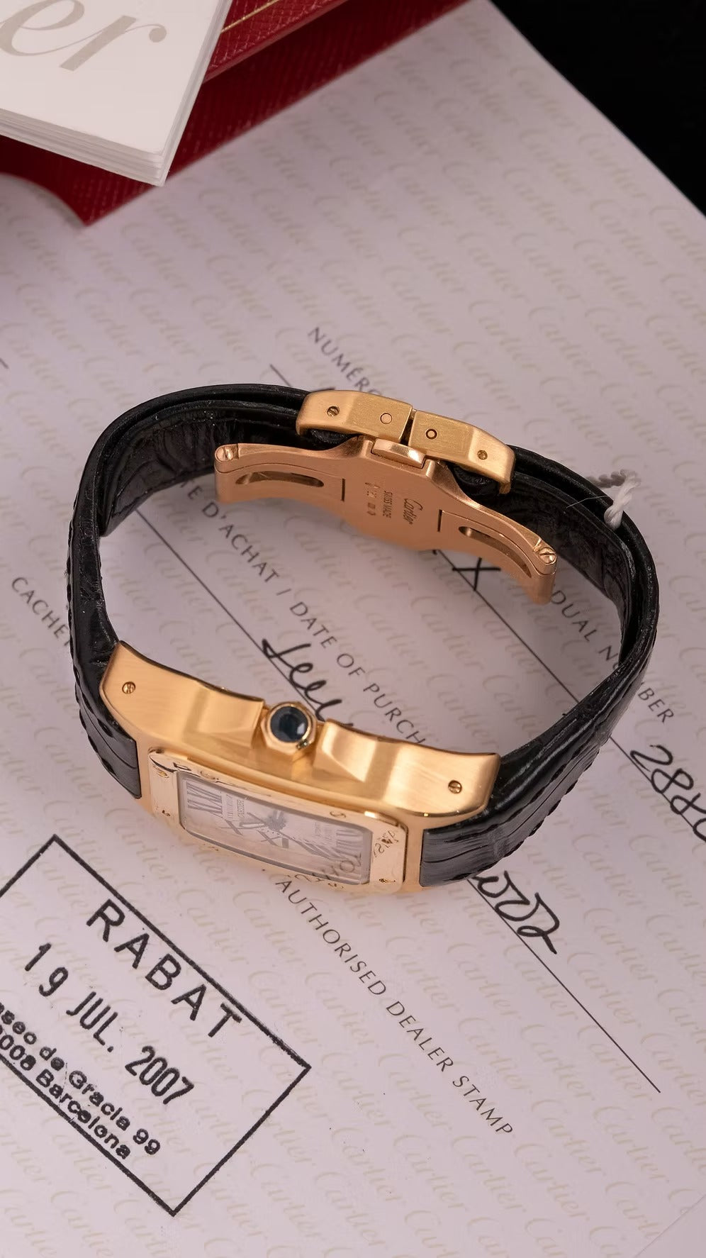 Cartier Santos 100 oro 18k segunda mano - correa y cierre