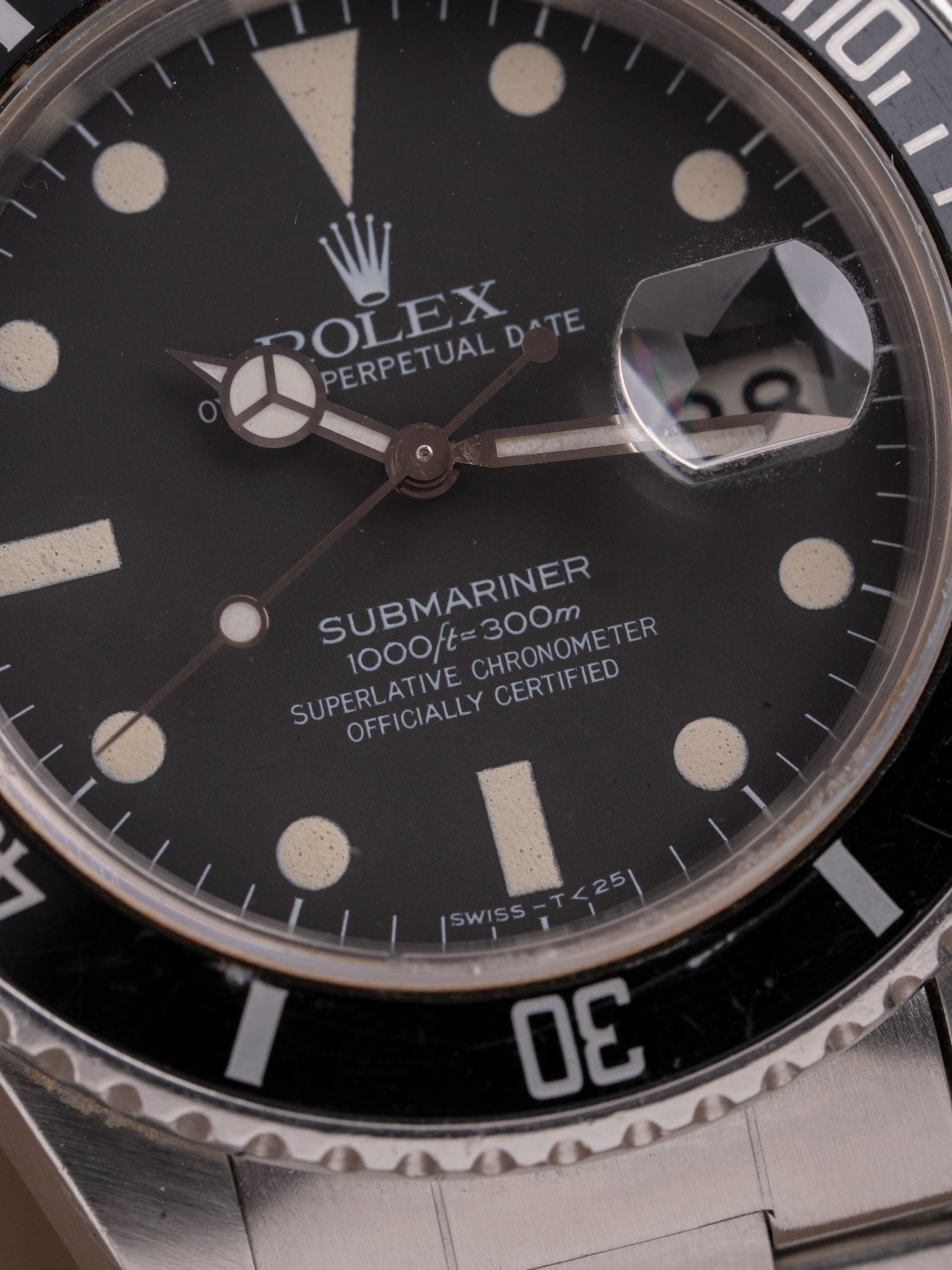 Rolex Submariner 16800 Matte dial Pallettoni segunda mano - detalle de la esfera