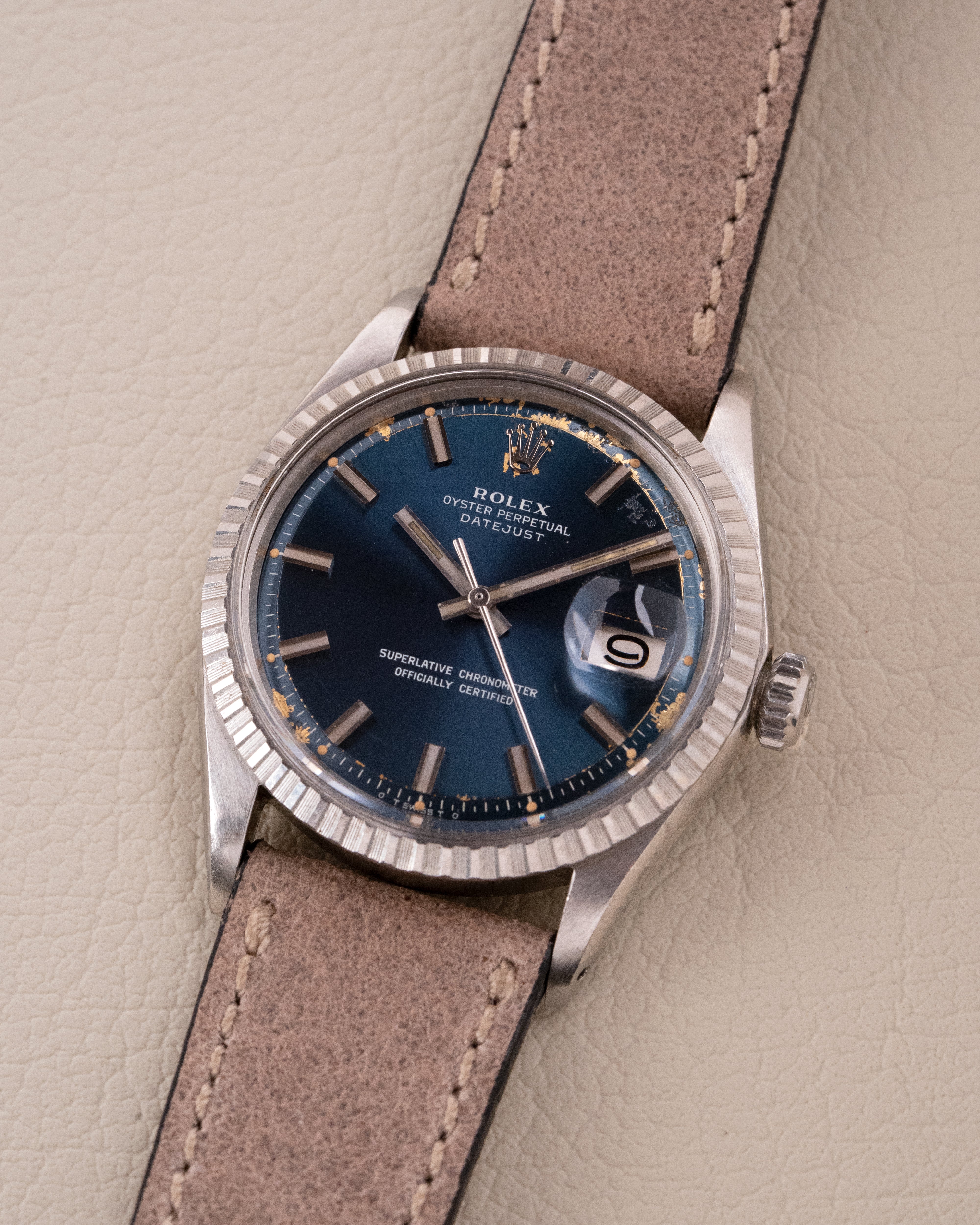 Correa de piel 20mm beig para Rolex segunda mano - vista frontal