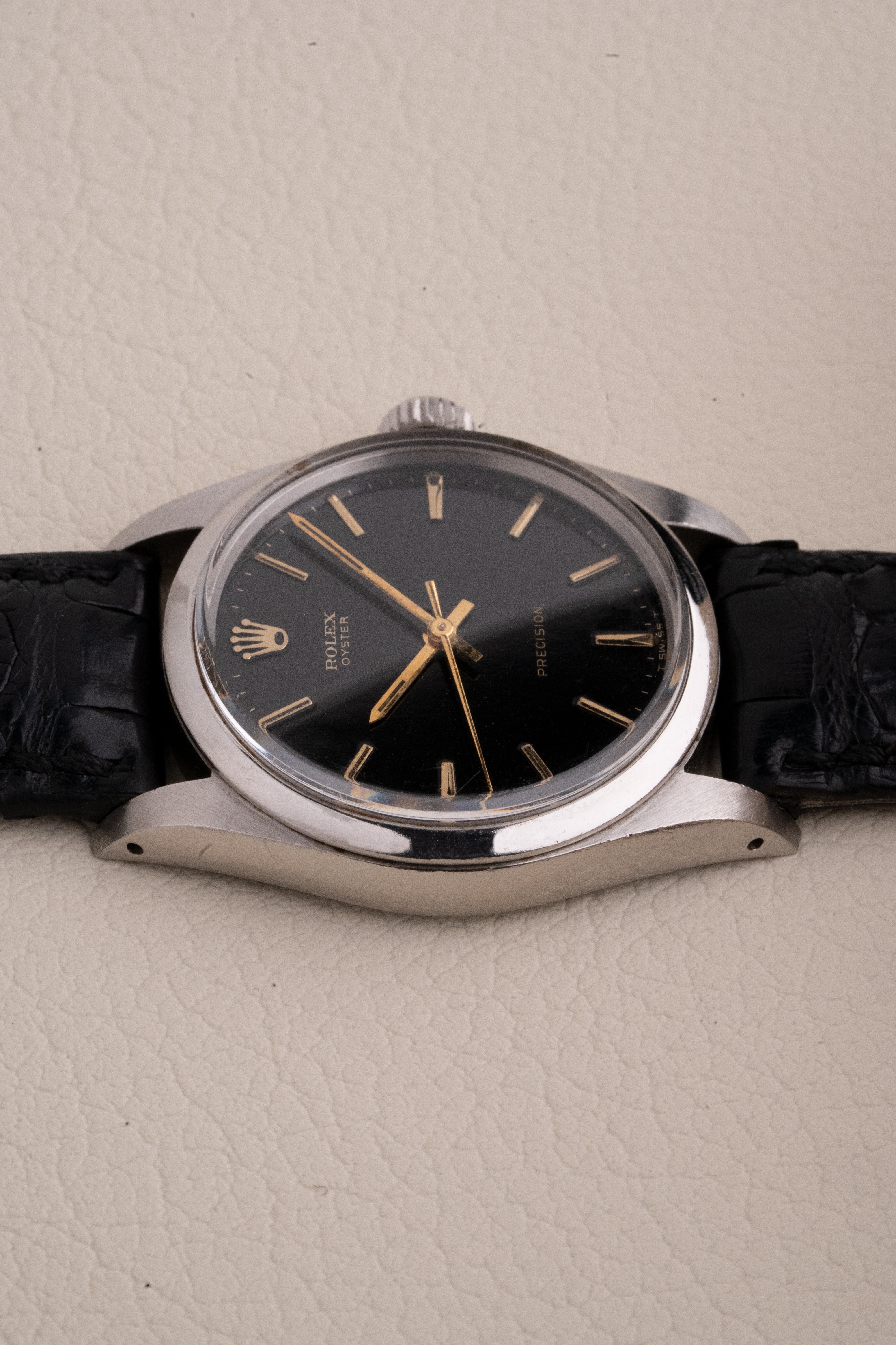 Rolex Oyster perpetual 34 Gilt dial segunda mano - vista lateral