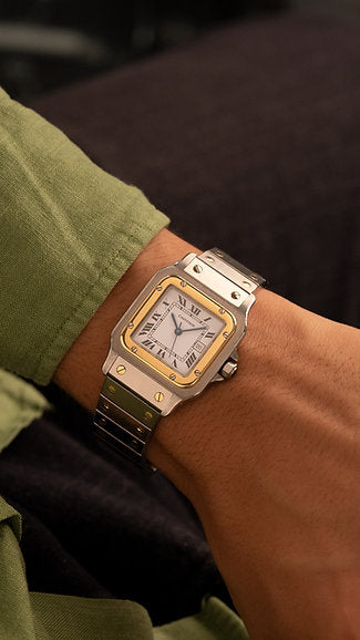 Cartier Santos Carrée Acero y oro segunda mano - vista frontal
