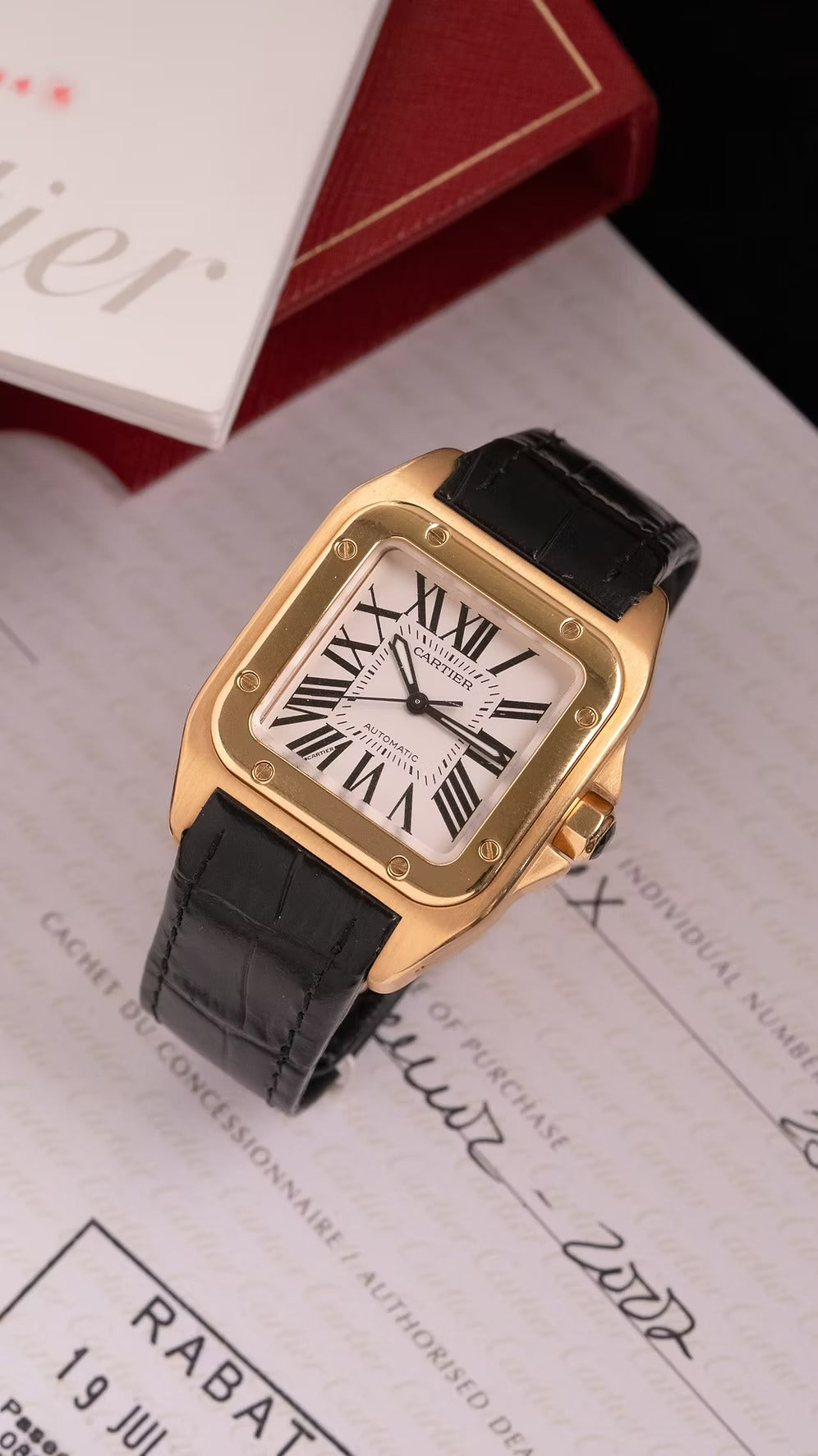 Cartier Santos 100 oro 18k segunda mano - vista frontal