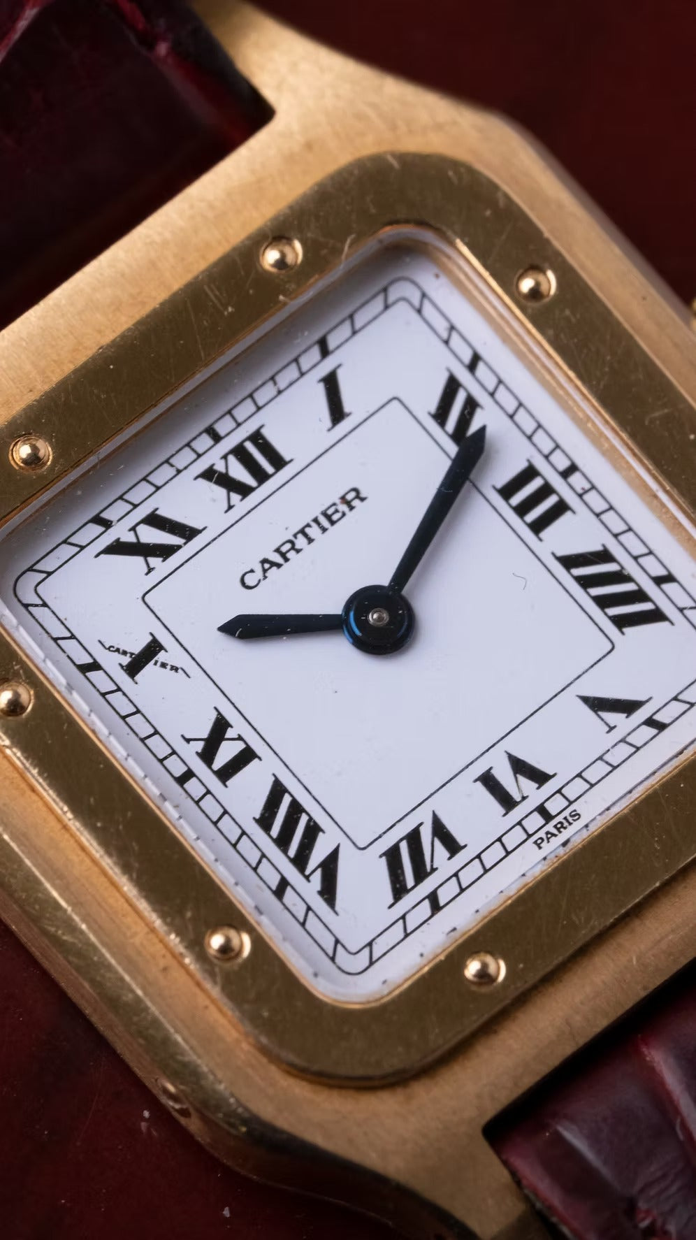 Cartier Santos Dumont Extra Plate segunda mano - detalle del bisel