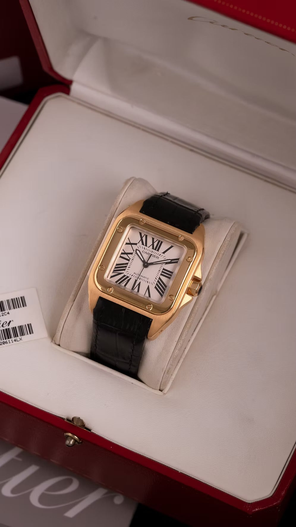 Cartier Santos 100 oro 18k segunda mano - detalle de la corona