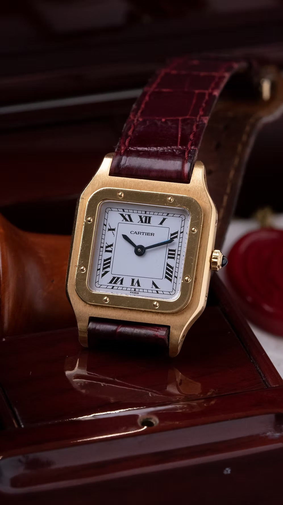 Cartier Santos Dumont Extra Plate segunda mano - correa y cierre
