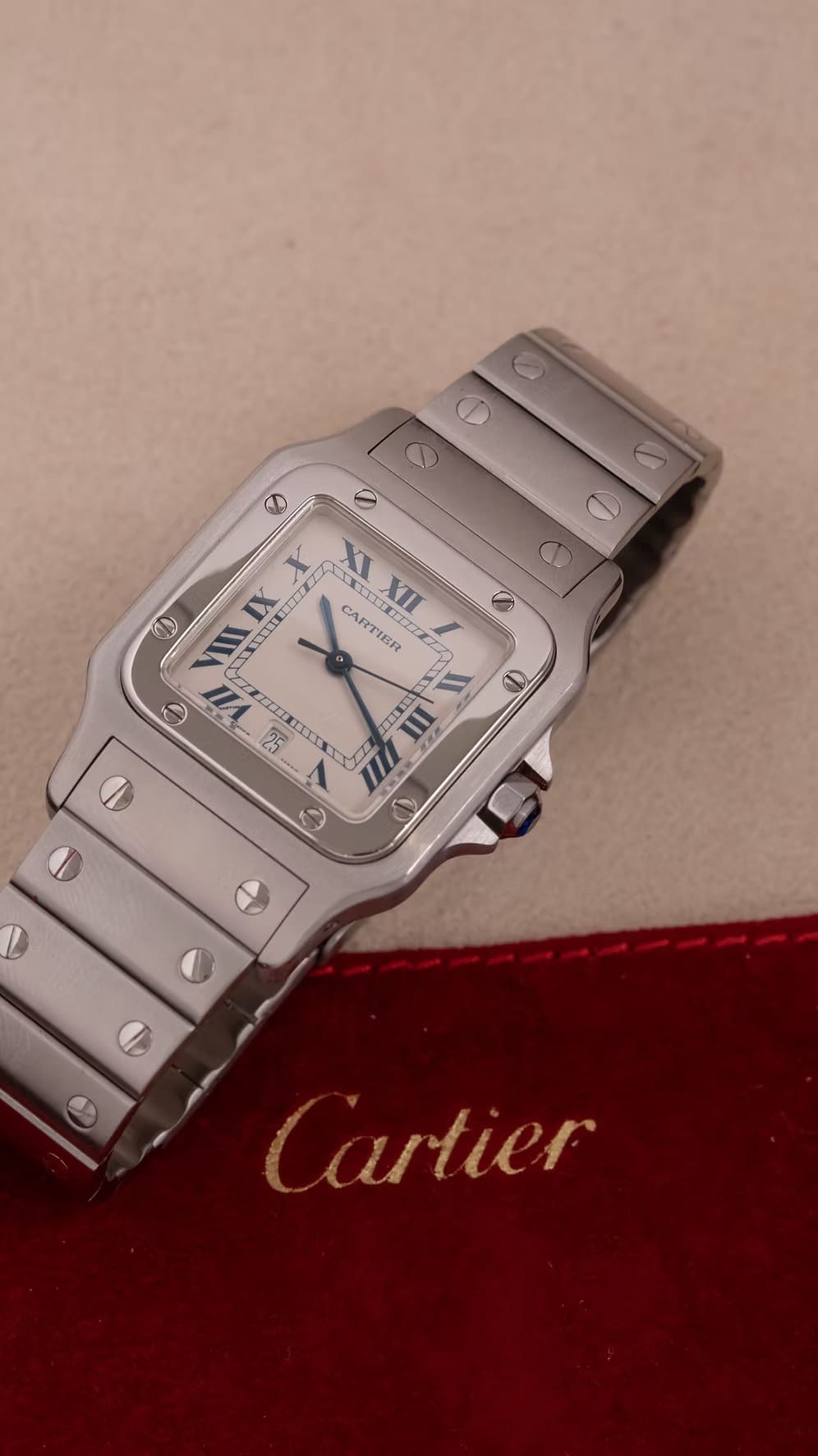 Cartier Santos Galbee 1564 segunda mano - detalle del bisel